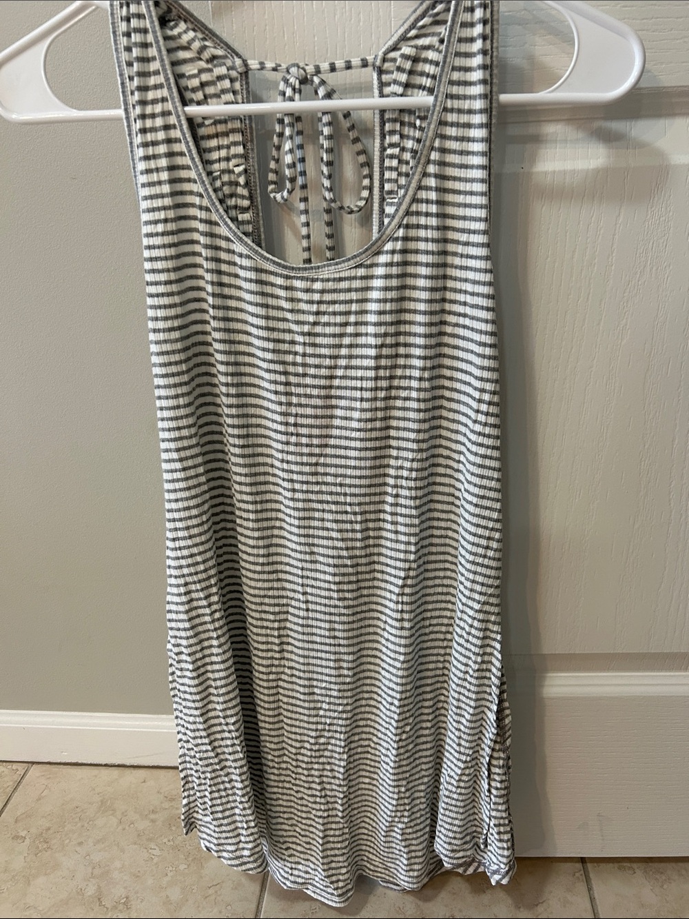 Gray and White Striped Cover Up
